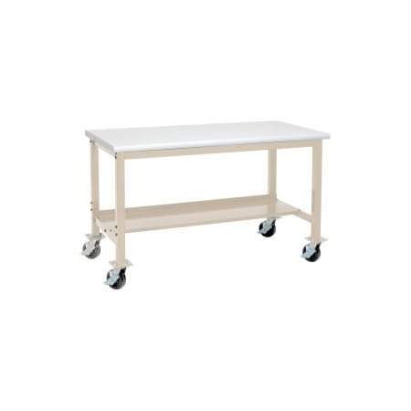 Global Equipment Mobile Production Workbench w/ Laminate Safety Edge Top, 72"W x 36"D, Tan 253988TN